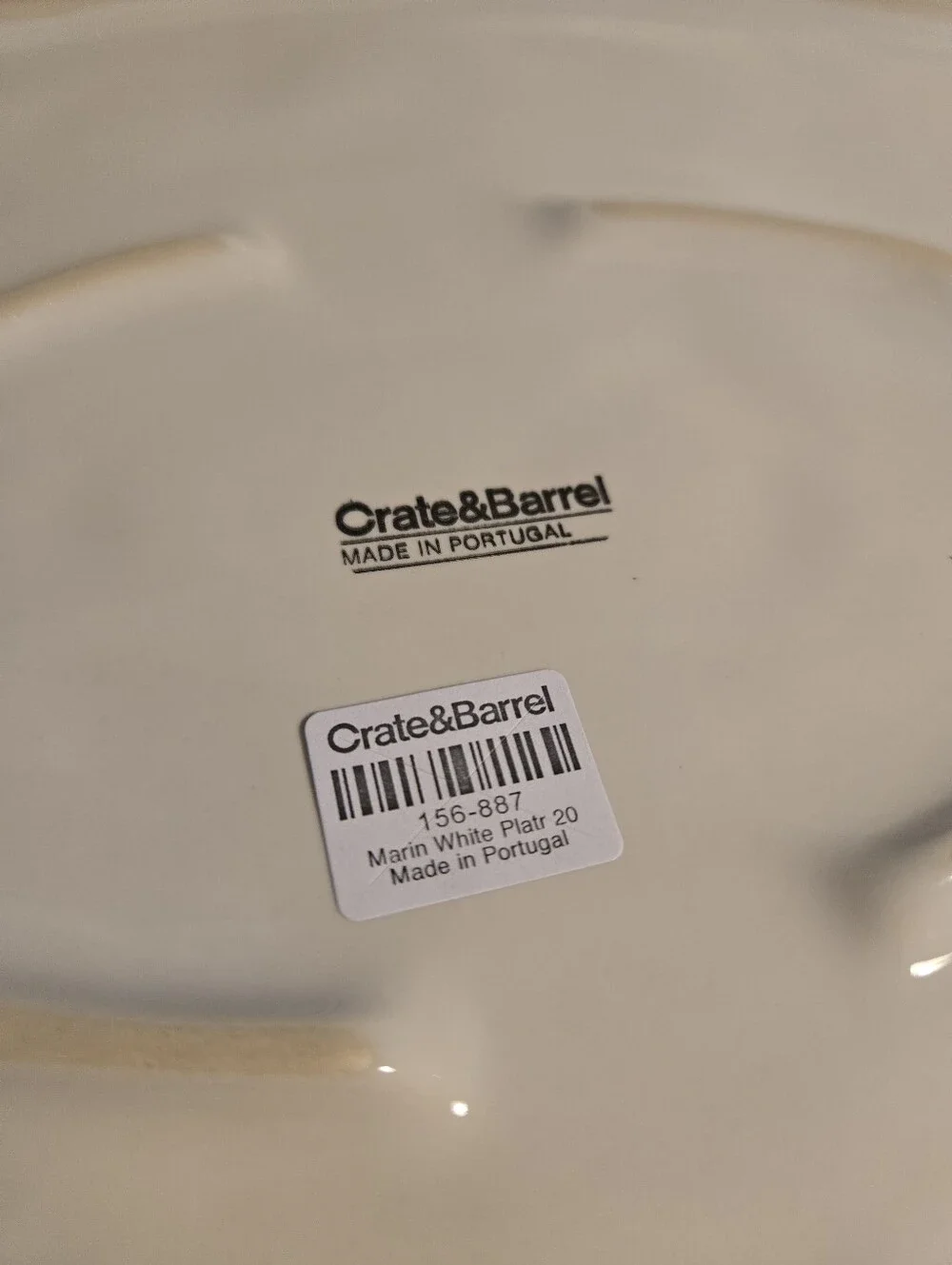 Crate & Barrel Marin White Large Stoneware Oval Serving Platter 20” | 156-887